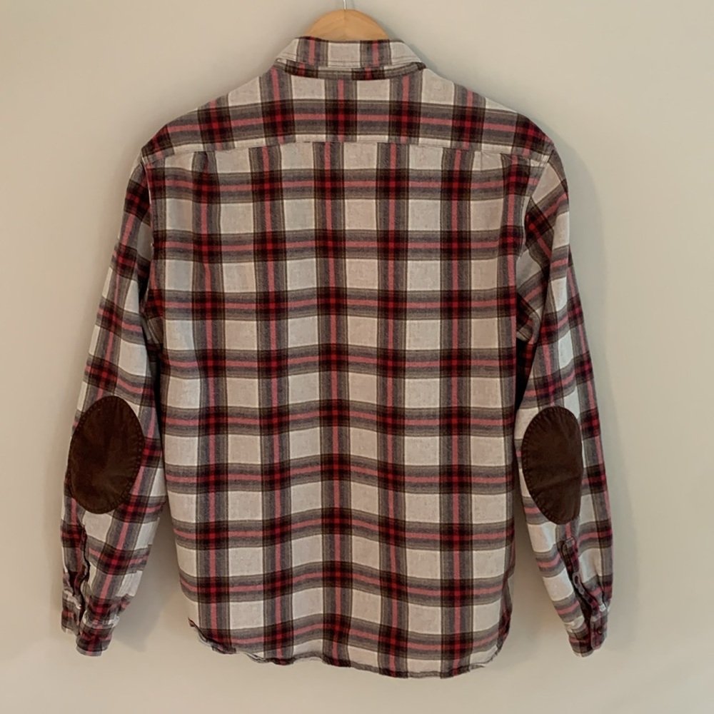 J. Crew Factory Plaid Cotton Button Up Shirt Elbow Patches XL Gorpcore Casual